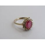 9ct gold, ruby & diamond ring, size Q, weight 3.6gms. Estimate £250-300