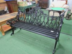 Cast iron Coalbrookdale Gothic-style bench, circa 1870, 151cms x 67cms x 100cms. Estimate £700-900