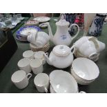 White & gold tea & coffee set. Estimate £20-30