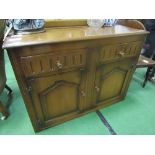 Oak sideboard by H W Smith, Cabinet Makers of High Wycombe, 110cms x 44cms x 85cms. Estimate £20-30