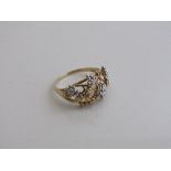 9ct gold ring decorated with vine & grape bunches, size P, weight 2.7gms. Estimate £90-110