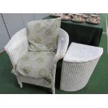 Lloyd Loom-style tub chair, linen basket & bedroom chair. Estimate £30-40