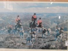 Framed & glazed limited edition print 198/500 of huntsman & hounds by Donald Ayres