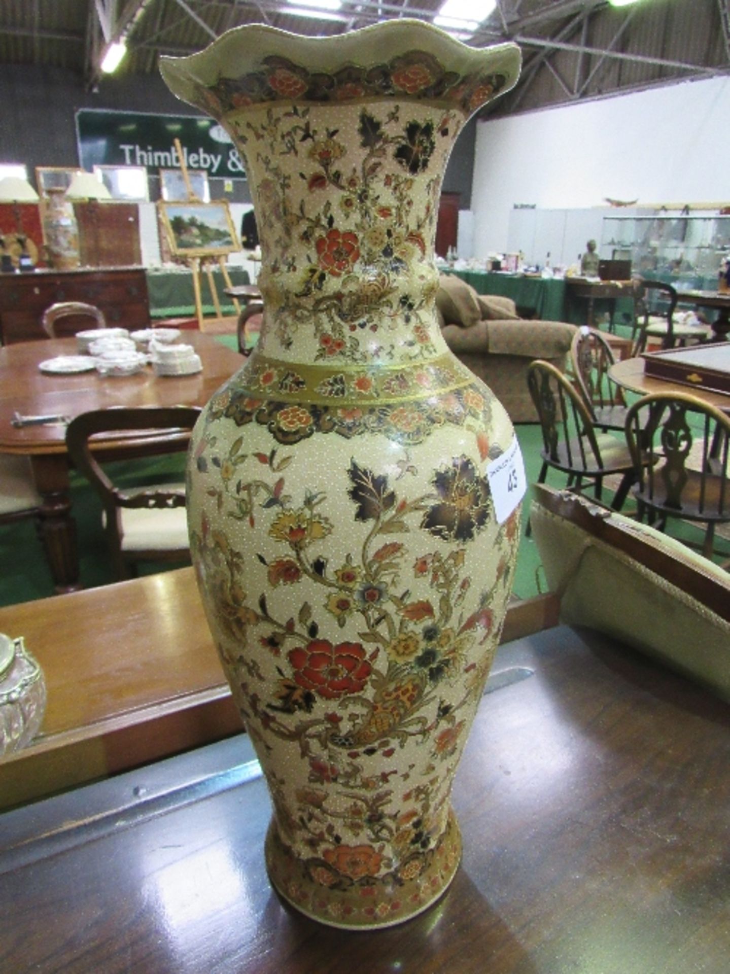 Pair of large Chinese Satsuma vases, marks to base, height 59cms. Estimate £50-80 - Image 3 of 3