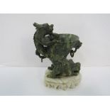 Carved variegated jade dragon horn libation cup. Estimate £80-120