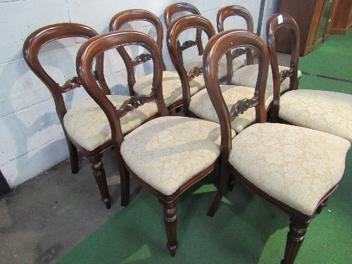 8 mahogany balloon back dining chairs with upholstered seats. - Image 4 of 4