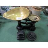 FJ Thornton & Co, The Viking Kitchen scales plus various brass & iron weights. Estimate £20-30