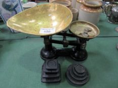 FJ Thornton & Co, The Viking Kitchen scales plus various brass & iron weights. Estimate £20-30