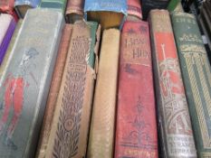 A collection of 22 Victorian/Edwardian hardback books, mainly literature, including a leather