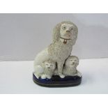 19th century Staffordshire poodle & 2 puppies figurine. Estimate £80-120