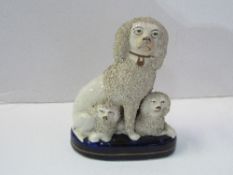 19th century Staffordshire poodle & 2 puppies figurine. Estimate £80-120