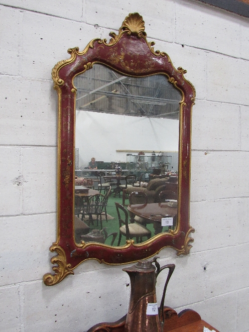 Decorated & shaped wall mirror (a/f). Estimate £20-30