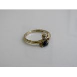 9ct gold, diamond & black stone ring, size N, weight 2.1gms. Estimate £40-60