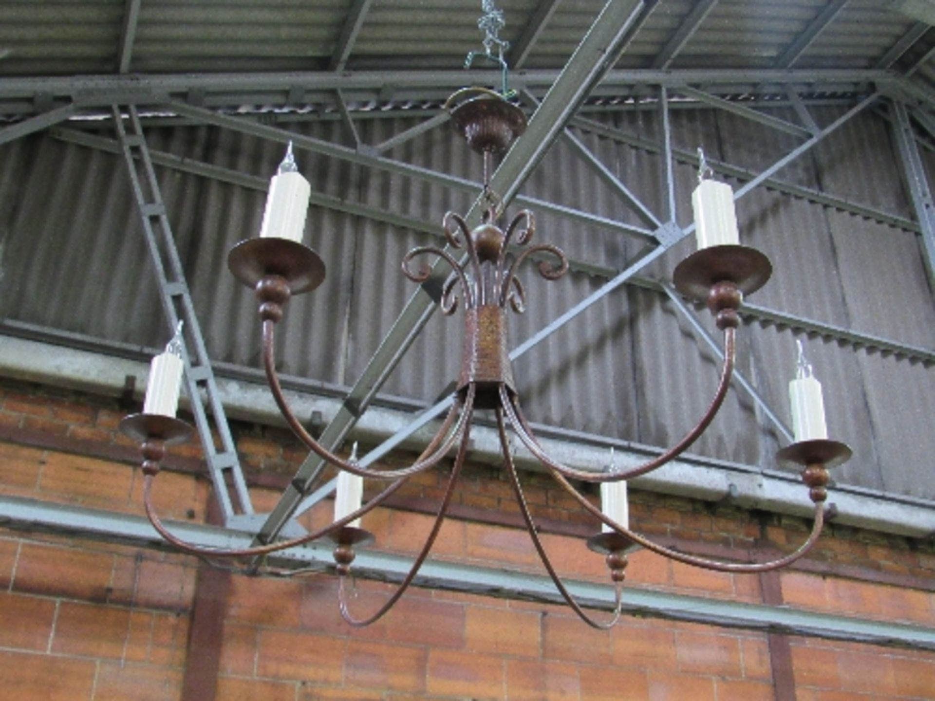 2x 6 branch bronze-effect chandeliers with candle effect bulbs & spare bulbs - Image 2 of 4