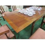 Yew wood draw leaf dining table, 190cms (extended) x 94cms x 75cms.