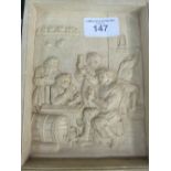 2 ceramic plaques depicting interiors of a tavern with figures, 28cms x 21cms. Estimate £20-30