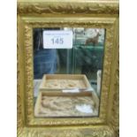 19th century gilt decorative framed small wall mirror, 36cms x 28cms. Estimate £30-50