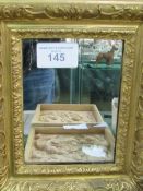 19th century gilt decorative framed small wall mirror, 36cms x 28cms. Estimate £30-50