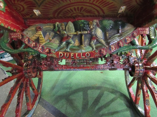 Italian donkey cart. A very decorative continental cart painted with a base colour of dark red and - Image 4 of 5