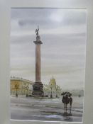 2 framed & glazed watercolours, signed Ann Proctor, print of Red Square, Moscow & framed & glazed