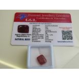 Natural cushion cut loose ruby, 7ct with certificate. Estimate £50-70
