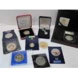 9 commemorative coins & a pair of cufflinks. Estimate £20-40