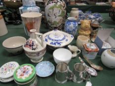 Chinese and Japanese vases; a Victorian jug; a Chinese famille rose spoon. Est £40-60