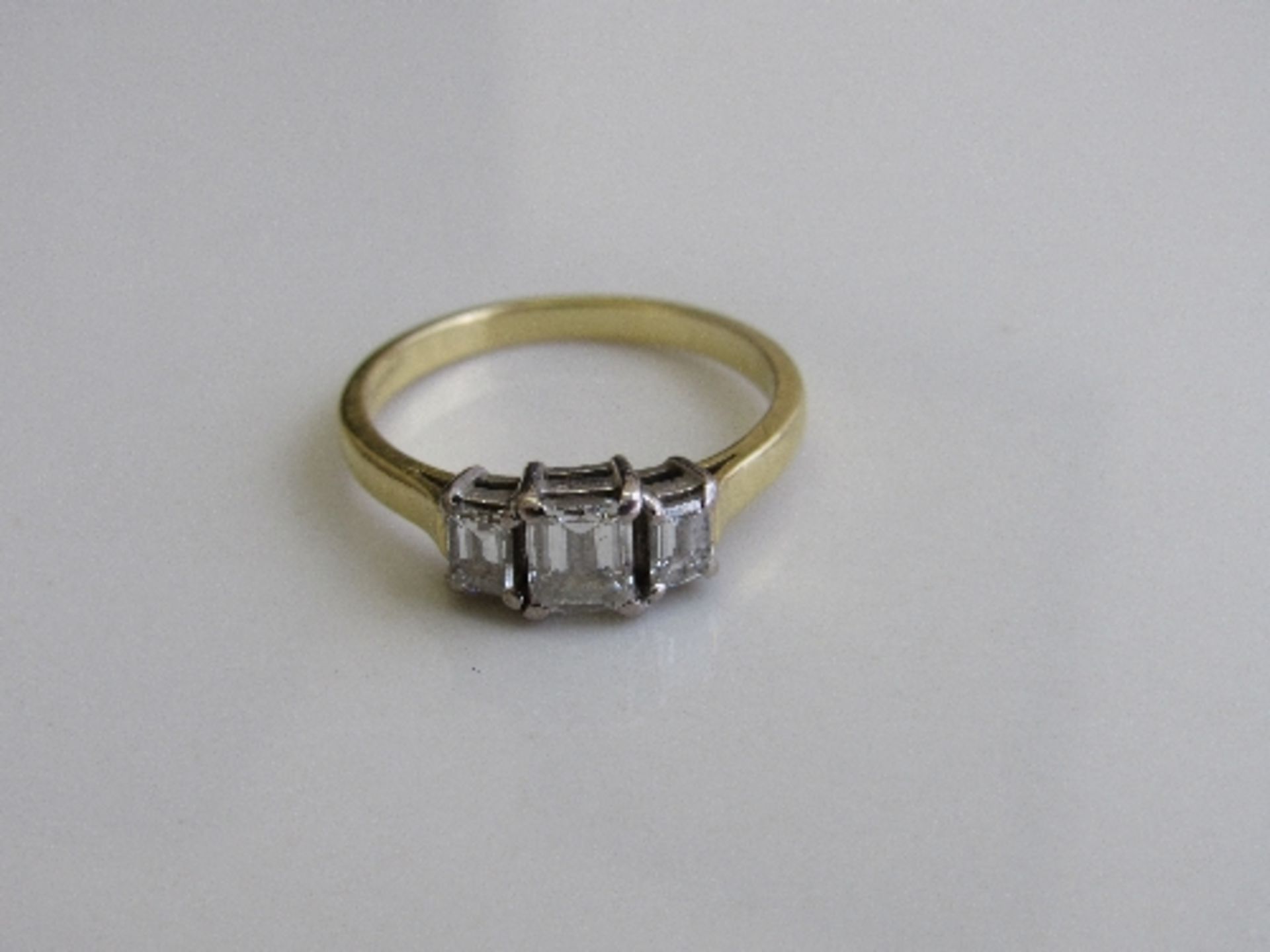 18ct gold & platinum Art Deco-style ring with 3 baguette cut diamonds, size N 1/2, weight 3.3gms. - Image 2 of 4