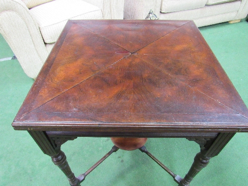 Late Victorian mahogany envelope card table, 76cms x 76cms (open) x 71cms. Estimate £60-90 - Image 4 of 6