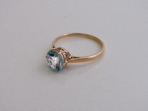 Yellow metal topaz ring, size S, weight 1.9gms. Estimate £50-80 - Image 2 of 2