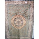 Green ground Abusson rug, 190 x 170. Estimate £30-40