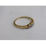 18ct gold ring with 3 diamonds, 0.33ct, size Q, weight 2.3gms. Estimate £100-150