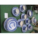 Qty of mixed willow blue & white patterned china. Estimate £10-20