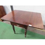 Mahogany drop-side table with frieze drawer, 89cms x 123cms x 73cms.  Estimate £30-40