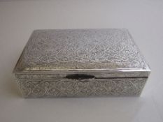 Islamic silver decorated cigarette box, 14.5 x 9 x 5. Estimate £50-80