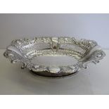 Silver dish repousse decorated rim & filigree sides, Birmingham, weight 15.4oz, width 29cms x 21cms.