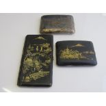 Japanese K24 marked inlaid cigarette case & 2 other similar cigarette cases. Estimate £50-70