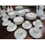 Royal Doulton 'Carnation' part dinner & tea service, 77 pieces, together with 4 boxes of table mats.
