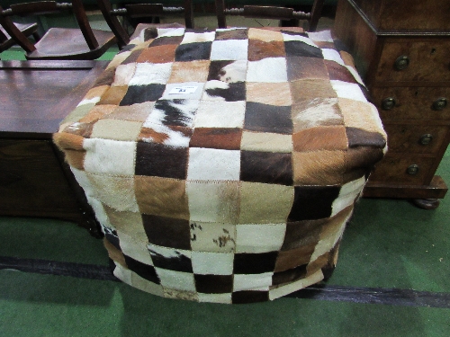Goat hair covered filled cube, 75cms x 75cms x 55cms. Estimate £60-80