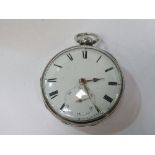 Silver cased pocket watch, white enamel face with second hand, not going. Estimate £20-40
