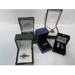 Box of boxed pendants, earrings etc. Estimate £20-30