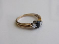 9ct gold, sapphire & diamond ring, size Q, weight 2.8gms. Estimate £150-180