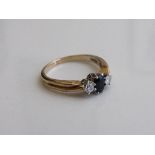 9ct gold, sapphire & diamond ring, size Q, weight 2.8gms. Estimate £150-180