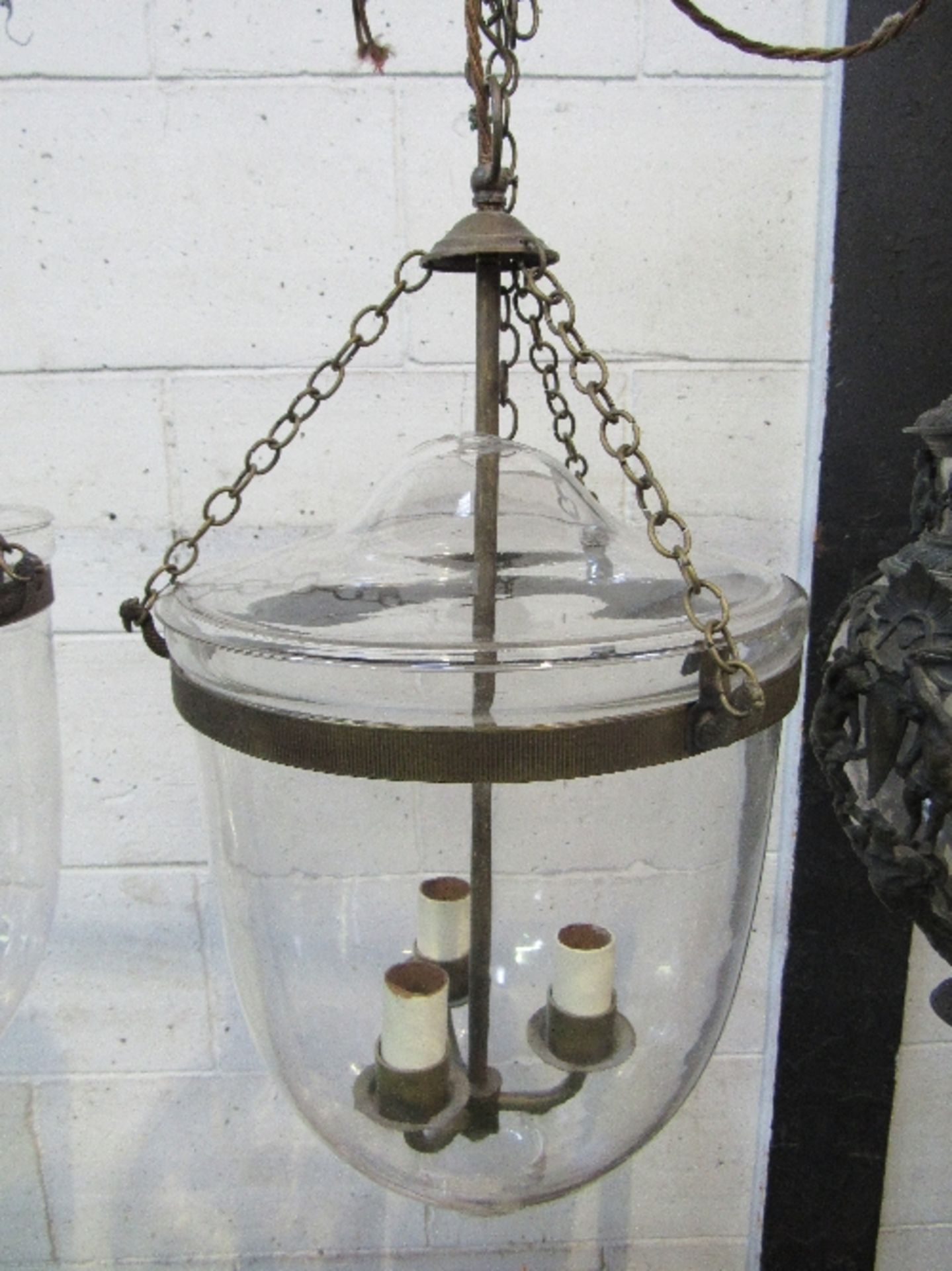 Pair of glass & brass Temple lanterns from Hector Finch. Estimate £20-40 - Image 3 of 7