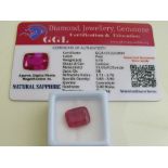 Natural cushion cut loose pink sapphire, 6.4ct with certificate. Estimate £50-70