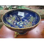 W & R Carlton ware blue bowl with lustre willow pattern decoration, on matching stand, diameter