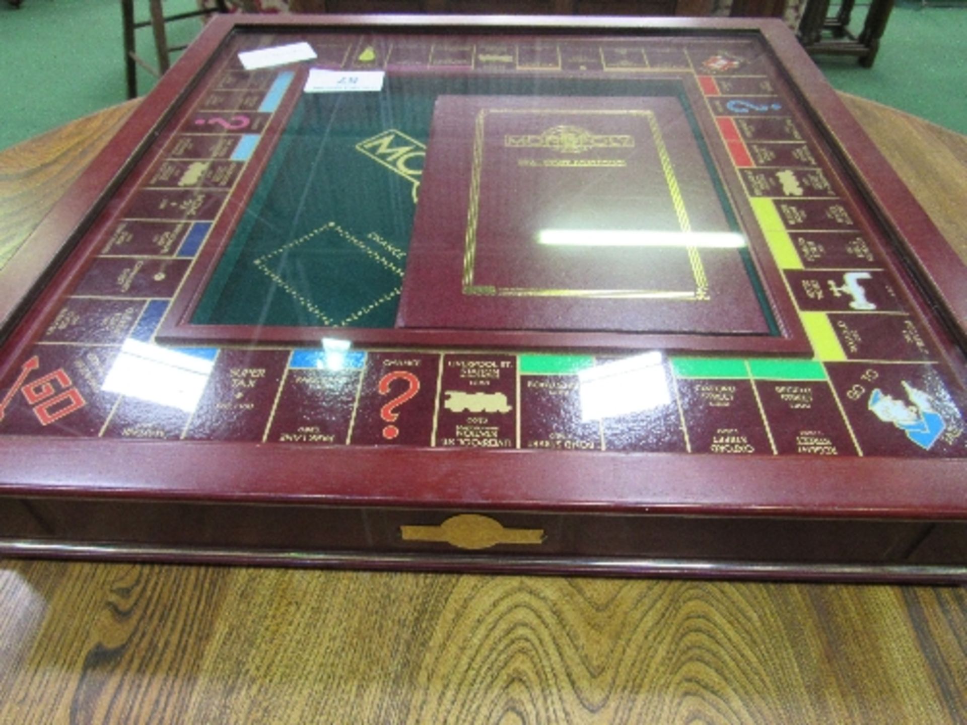 Franklin Mint traditional Monopoly board game in presentation set with glass cover (some cards still - Image 2 of 3