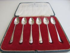 A set of silver teaspoons, hallmarked with each of the British hallmarks dated 1935, in original