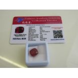 Natural cushion cut loose ruby, 9.9ct with certificate. Estimate £50-70