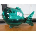 Large green glass fish bowl/vase. Estimate £10-20